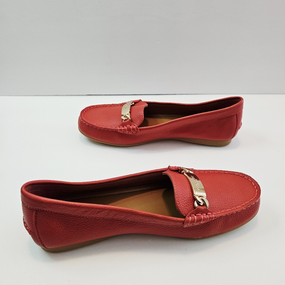 Coach Olive Loafer 8.5B Peach Pebble Grain Leather SlipOn Flat Shoes A7751 - Picture 9 of 11